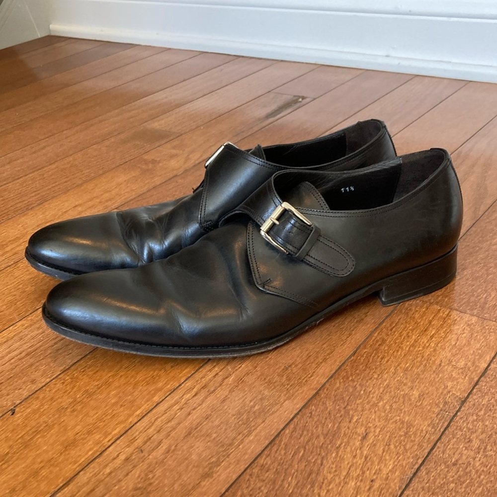 To Boot New York Adam Derrick Black Leather Monk Strap Buckle Dress Shoe - 11.5